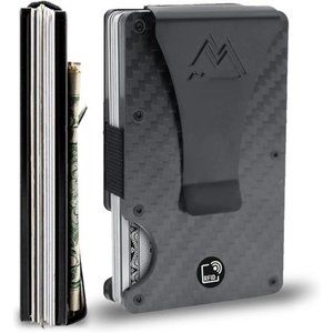 Minimalist Wallet for Men - RFID Wallet , Matte Carbon Fiber Credit Card Holder